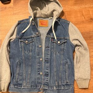 Levi's Light Blue Denim Jacket with Gray Hood